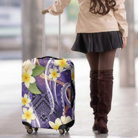 Polynesian Tribal Tattoo Luggage Cover Plumeria Purple Marble Pattern LT9 - Polynesian Pride