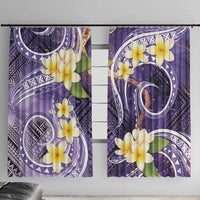 Polynesian Tribal Tattoo Window Curtain Plumeria Purple Marble Pattern