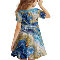 Polynesian Tribal Tattoo Family Matching Off Shoulder Maxi Dress and Hawaiian Shirt Swirling Ocean Marble Pattern
