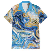 Polynesian Tribal Tattoo Family Matching Off Shoulder Short Dress and Hawaiian Shirt Swirling Ocean Marble Pattern