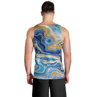 Polynesian Tribal Tattoo Men Tank Top Swirling Ocean Marble Pattern