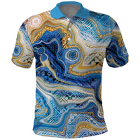 Polynesian Tribal Tattoo Polo Shirt Swirling Ocean Marble Pattern