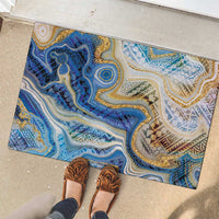 Polynesian Tribal Tattoo Rubber Doormat Swirling Ocean Marble Pattern