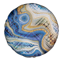 Polynesian Tribal Tattoo Spare Tire Cover Swirling Ocean Marble Pattern
