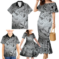 Personalised Aloha King Kamehameha Spirits Family Matching Mermaid Dress and Hawaiian Shirt Grey Special LT9 - Polynesian Pride