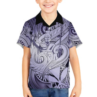 Personalised Aloha King Kamehameha Spirits Family Matching Puletasi and Hawaiian Shirt Violet Special LT9 Son's Shirt Violet - Polynesian Pride