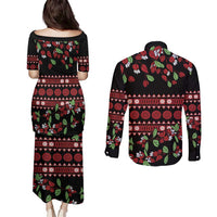 Fiji Masi Bula Tagimoucia Flowers Couples Matching Puletasi and Long Sleeve Button Shirt LT9 - Polynesian Pride