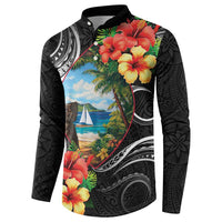 Hafa Adai Guam Button Sweatshirt Guahan Seal Chamorro Stones Tribal