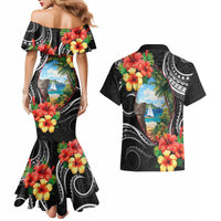 Hafa Adai Guam Couples Matching Mermaid Dress and Hawaiian Shirt Guahan Seal Chamorro Stones Tribal