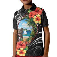 Hafa Adai Guam Kid Polo Shirt Guahan Seal Chamorro Stones Tribal