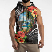 Hafa Adai Guam Sleeveless Zip Hoodie Guahan Seal Chamorro Stones Tribal - Polynesian Pride