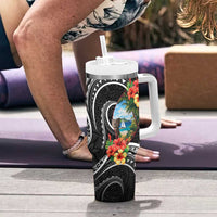 Hafa Adai Guam Tumbler With Handle Guahan Seal Chamorro Stones Tribal