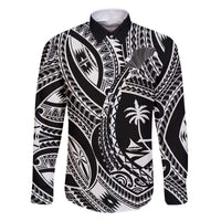Hafa Adai Guam Inspired Tattoo Family Matching Long Sleeve Bodycon Dress and Hawaiian Shirt LT9 Dad's Shirt - Long Sleeve Black - Polynesian Pride