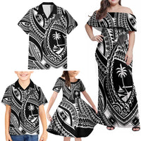 Hafa Adai Guam Inspired Tattoo Family Matching Off Shoulder Maxi Dress and Hawaiian Shirt