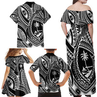 Hafa Adai Guam Inspired Tattoo Family Matching Off Shoulder Maxi Dress and Hawaiian Shirt