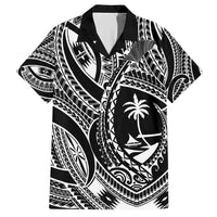 Hafa Adai Guam Inspired Tattoo Family Matching Short Sleeve Bodycon Dress and Hawaiian Shirt LT9 Dad's Shirt - Short Sleeve Black - Polynesian Pride