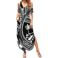 Hafa Adai Guam Inspired Tattoo Family Matching Summer Maxi Dress and Hawaiian Shirt
