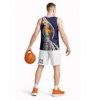 Hafa Adai Guam Seal Latte Stones Artwork Basketball Jersey - Polynesian Pride