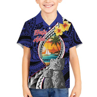 Hafa Adai Guam Seal Latte Stones Artwork Family Matching Short Sleeve Bodycon Dress and Hawaiian Shirt LT9 Son's Shirt Blue - Polynesian Pride