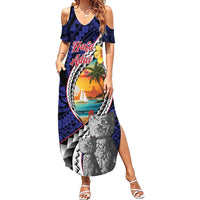 Hafa Adai Guam Seal Latte Stones Artwork Family Matching Summer Maxi Dress and Hawaiian Shirt