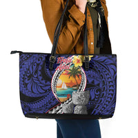 Hafa Adai Guam Seal Latte Stones Artwork Leather Tote Bag
