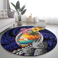 Hafa Adai Guam Seal Latte Stones Artwork Round Carpet