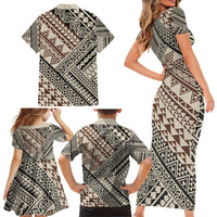 Niho Taniwha Kowhaiwhai Family Matching Short Sleeve Bodycon Dress and Hawaiian Shirt LT9 - Polynesian Pride