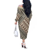Niho Taniwha Kowhaiwhai Off The Shoulder Long Sleeve Dress