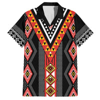 Niho Taniwha Taniko Motif Family Matching Off The Shoulder Long Sleeve Dress and Hawaiian Shirt LT9 Dad's Shirt - Short Sleeve Red - Polynesian Pride