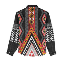 Niho Taniwha Taniko Motif Women Casual Shirt LT9 - Polynesian Pride