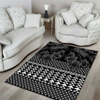 Black Taniko Kowhaiwhai Tukutuku Motif Area Rug
