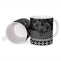 Black Taniko Kowhaiwhai Tukutuku Motif Ceramic Mug - Polynesian Pride