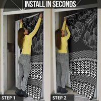 Black Taniko Kowhaiwhai Tukutuku Motif Door Cover - Polynesian Pride