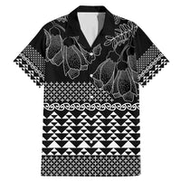 Black Taniko Kowhaiwhai Tukutuku Motif Family Matching Mermaid Dress and Hawaiian Shirt LT9 Dad's Shirt - Short Sleeve Black - Polynesian Pride