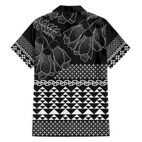 Black Taniko Kowhaiwhai Tukutuku Motif Family Matching Off Shoulder Maxi Dress and Hawaiian Shirt