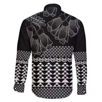 Black Taniko Kowhaiwhai Tukutuku Motif Family Matching Short Sleeve Bodycon Dress and Hawaiian Shirt LT9 - Polynesian Pride