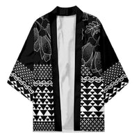 Black Taniko Kowhaiwhai Tukutuku Motif Kimono - Polynesian Pride