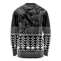 Black Taniko Kowhaiwhai Tukutuku Motif Long Sleeve Shirt