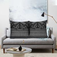 Black Taniko Kowhaiwhai Tukutuku Motif Pillow Cover LT9 - Polynesian Pride