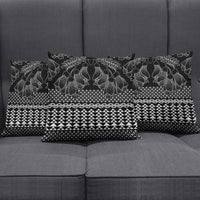 Black Taniko Kowhaiwhai Tukutuku Motif Pillow Cover LT9 - Polynesian Pride