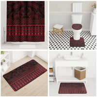 Red Taniko Kowhaiwhai Tukutuku Motif Bathroom Set - Polynesian Pride