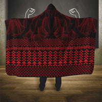 Red Taniko Kowhaiwhai Tukutuku Motif Hooded Blanket