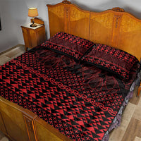 Red Taniko Kowhaiwhai Tukutuku Motif Quilt Bed Set
