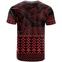 Red Taniko Kowhaiwhai Tukutuku Motif T Shirt