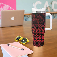 Red Taniko Kowhaiwhai Tukutuku Motif Tumbler With Handle