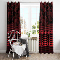 Red Taniko Kowhaiwhai Tukutuku Motif Window Curtain