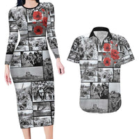 ANZAC Day Gallipoli Campaign Couples Matching Long Sleeve Bodycon Dress and Hawaiian Shirt To The End They Remain LT9 Black - Polynesian Pride