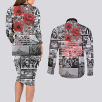 ANZAC Day Gallipoli Campaign Couples Matching Long Sleeve Bodycon Dress and Long Sleeve Button Shirt To The End They Remain LT9 - Polynesian Pride