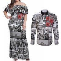 ANZAC Day Gallipoli Campaign Couples Matching Off Shoulder Maxi Dress and Long Sleeve Button Shirt To The End They Remain