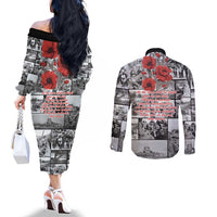 ANZAC Day Gallipoli Campaign Couples Matching Off The Shoulder Long Sleeve Dress and Long Sleeve Button Shirt To The End They Remain LT9 - Polynesian Pride